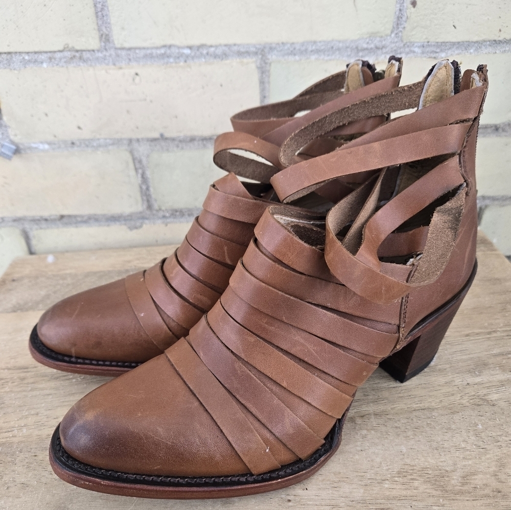 Strappy Leather Ankle Boots - Picture 8 of 10
